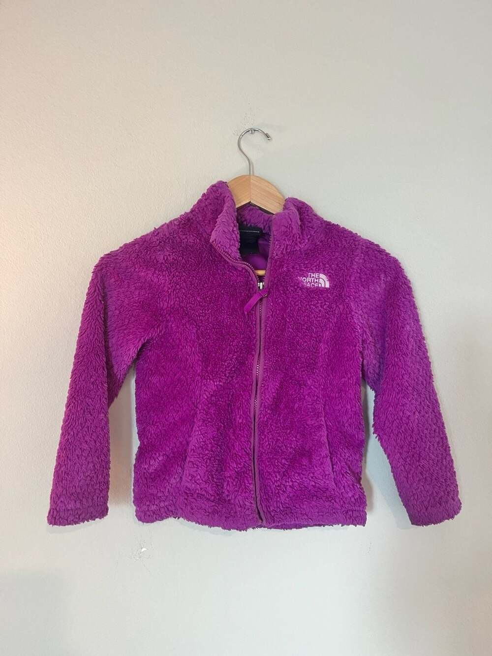 The North Face, Girls Purple Fuzzy Fleece Full Zip Jacket, Fall Coat, Size XS 6